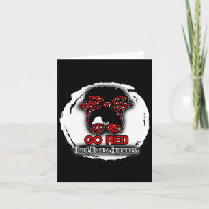 Go Red Messy Bun Women In February - Heart Disease Card