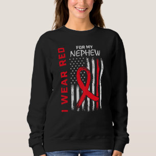 Go Red Nephew Heart Disease Awareness Flag Aunt Un Sweatshirt