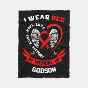 Go Red Ribbon Loss Of Godson Heart Disease Awarene Fleece Blanket