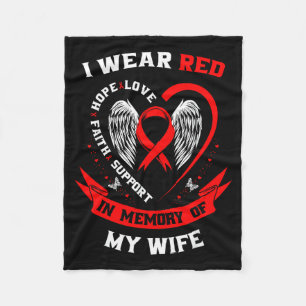 Go Red Ribbon Loss Of Wife Heart Disease Awareness Fleece Blanket