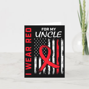 Go Red Uncle Heart Disease Awareness Flag Niece Ne Card