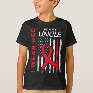 Go Red Uncle Heart Disease Awareness Flag Niece Ne T-Shirt