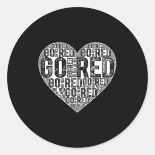 Go Red Word Art Heart Heart Disease Awareness Day Classic Round Sticker