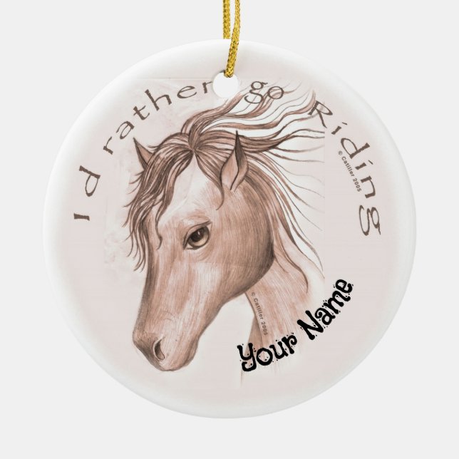 Go Riding Horse Ceramic Tree Decoration (Front)