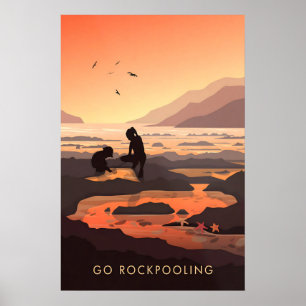 Go Rockpooling Seaside Travel Poster
