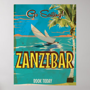 Go Sailing! Zanzibar vintage travel poster