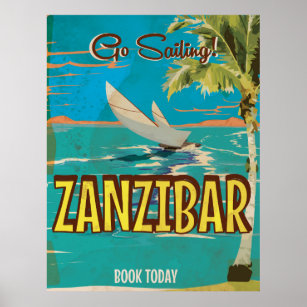 Go Sailing! Zanzibar vintage travel poster