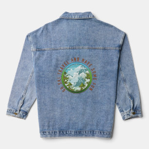 Go Ski travel and have fun travel logo. Denim Jacket