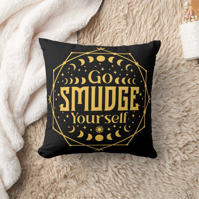 Go Smudge Yourself Celestial Moon Phases Halloween Cushion (Blanket)