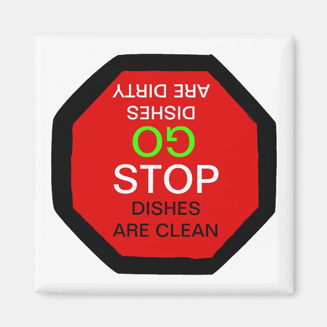 Go Stop Clean Dirty Dishwasher Magnet (Front)