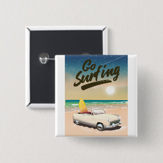 Go Surfing Travel poster! 15 Cm Square Badge