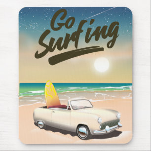 Go Surfing Travel poster! Mouse Mat