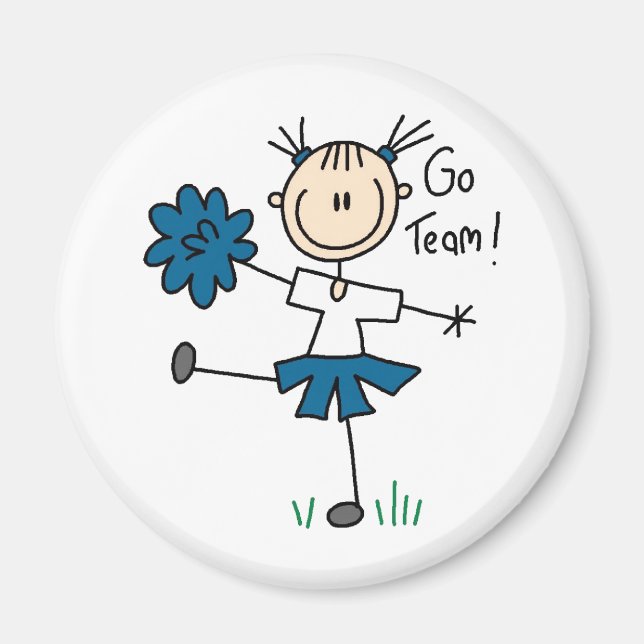 Go Team Blue Cheerleader Magnet (Front)