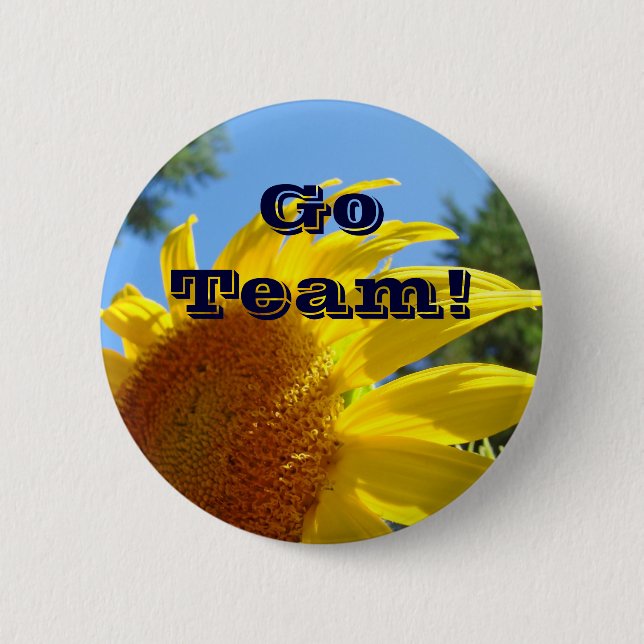 Go Team! button Cheering buttons Sunflowers (Front)