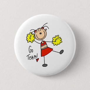 Go Team Cheerleader Button