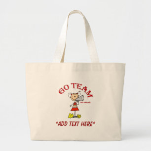Go Team Cheerleader Large Tote Bag