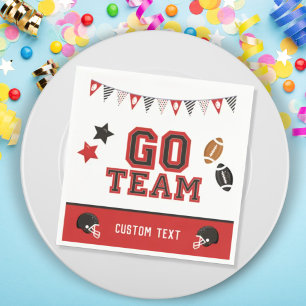 Go Team Football Fan Red and Black Festive Sports Napkin