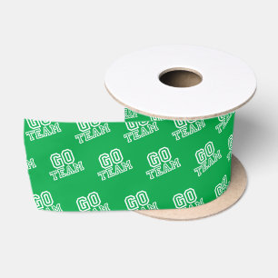 Go Team Word Art in Green Satin Ribbon