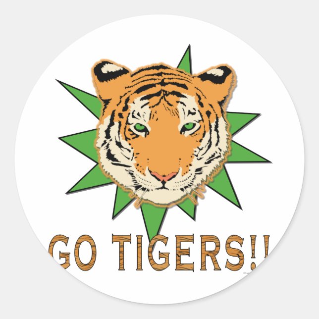 Go Tigers Classic Round Sticker (Front)