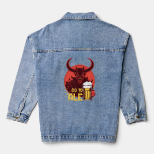 Go To Ale - Satan Drinking Beer Denim Jacket