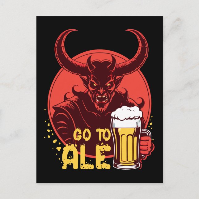 Go To Ale - Satan Drinking Beer Postcard (Front)