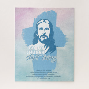 Go To Church...! Jesus Christ. Christian Preacher Jigsaw Puzzle
