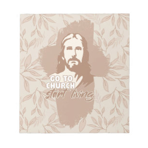 Go To Church...! Jesus Christ. Christian Preacher Notepad