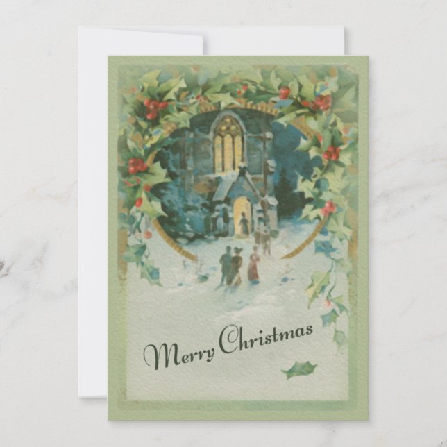 Go to Church on Christmas Eve Vintage Card (Front)