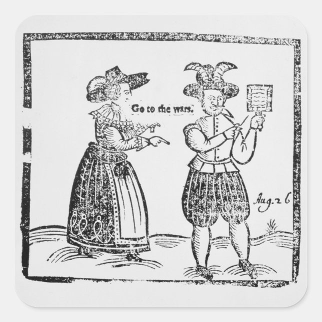 Go to the Wars, illustration from a pamphlet showi Square Sticker (Front)