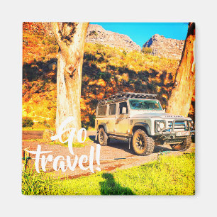 Go Travel 4x4 Car Mountains Landscape Magnet