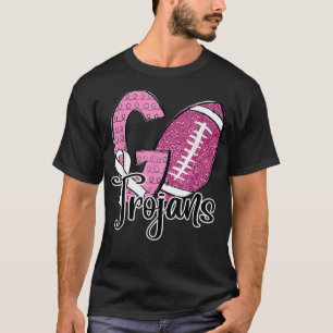 Go Trojans School Sports Fan Spirit Breast Cancer  T-Shirt