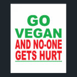 Go Vegan And No-One Gets Hurt, Vegan Poster<br><div class="desc">Any Vegan will love this one!</div>