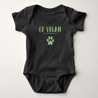 Go Vegan Animal Paw Faux Green Glitter Typography Baby Bodysuit