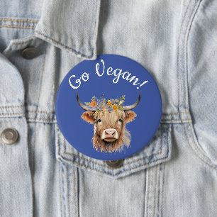 Go Vegan Animal Rights Cow  10 Cm Round Badge