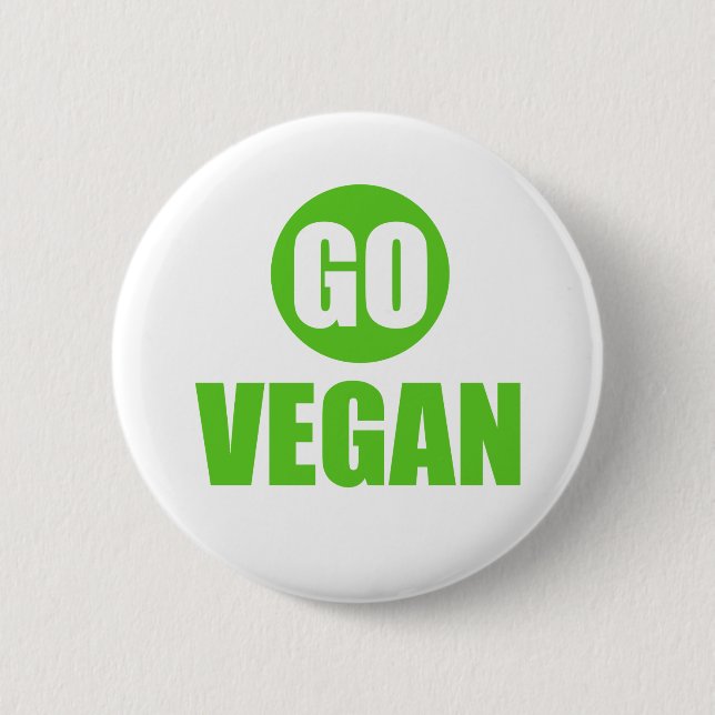 Go Vegan Badge Pin Button (Front)
