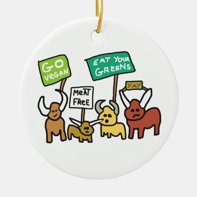 Go Vegan Ceramic Tree Decoration (Front)