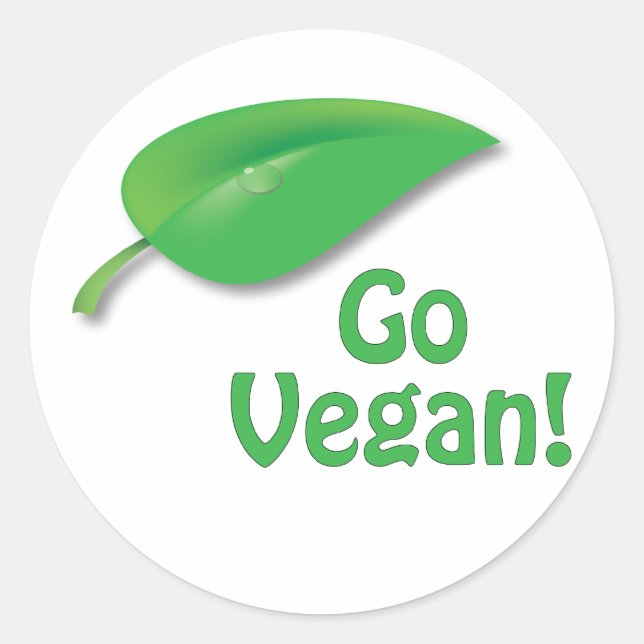 Go Vegan! Classic Round Sticker (Front)