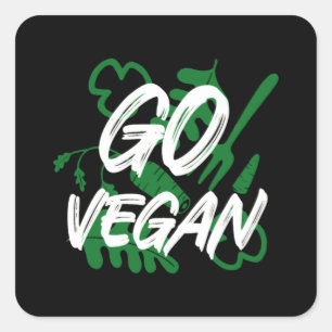 go vegan gift for vegetarian lovers green food square sticker