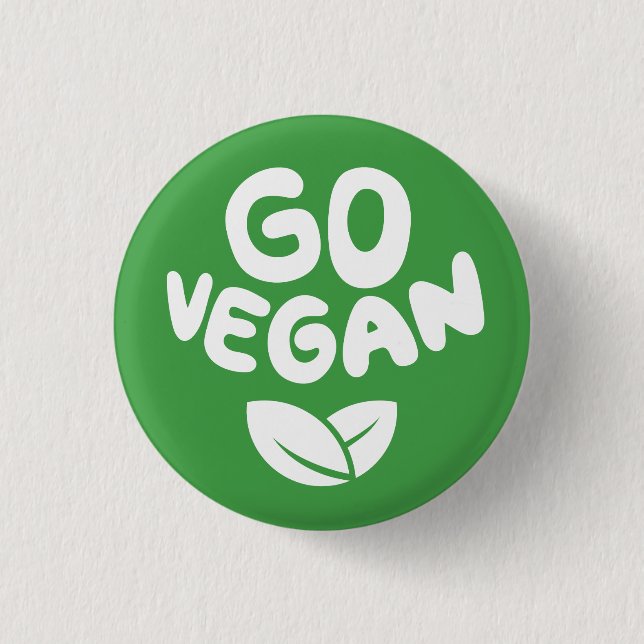 Go Vegan Green 3 Cm Round Badge (Front)