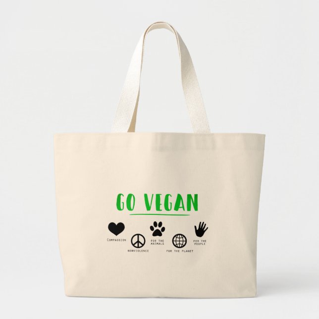 Go Vegan Large Tote Bag (Front)