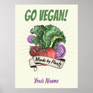 Go Vegan Made by Plants veggie vintage vegetarians Poster