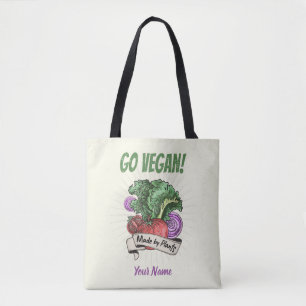 Go Vegan Made by Plants veggie vintage vegetarians Tote Bag