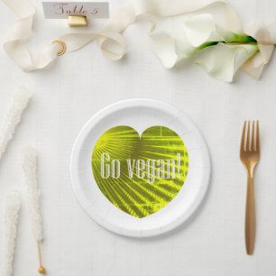 Go Vegan - Motivational Slogan Heart Shape Paper Plate