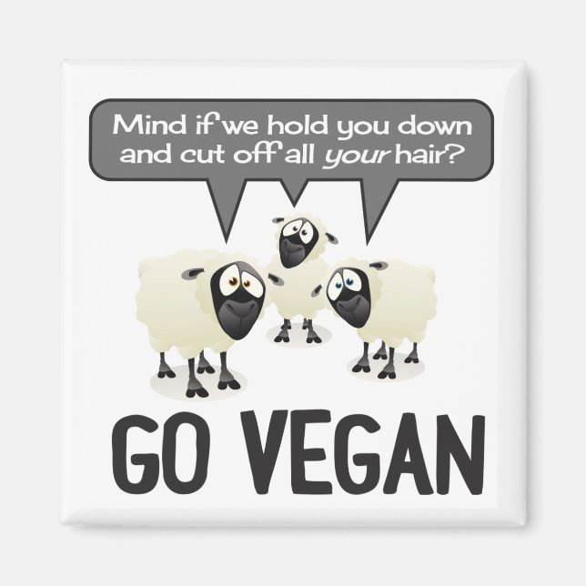 Go Vegan No Wool Magnet (Front)