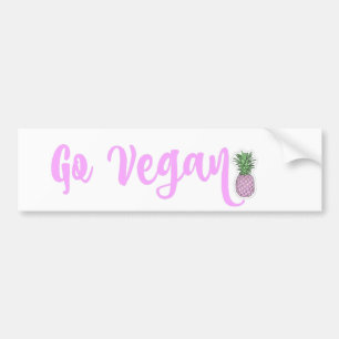 GO VEGAN pink pineapple bumper sticker