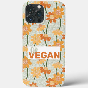 Go vegan! Pretty retro muted 1970s flowers iPhone 13 Pro Max Case