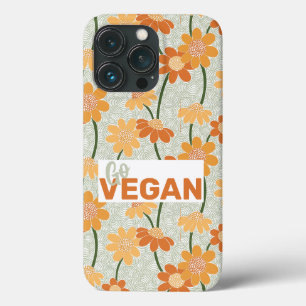 Go vegan! Pretty retro muted 1970s flowers iPhone 13 Pro Case