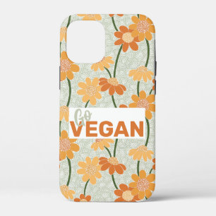 Go vegan! Pretty retro muted 1970s flowers iPhone 12 Mini Case