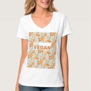 Go Vegan! Pretty retro muted 1970s flowers T-Shirt