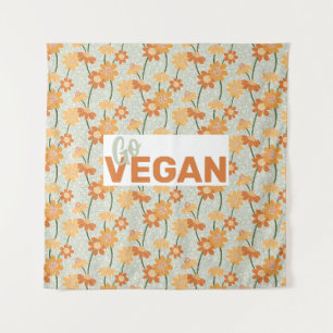Go Vegan! Pretty retro muted 1970s flowers Tapestry